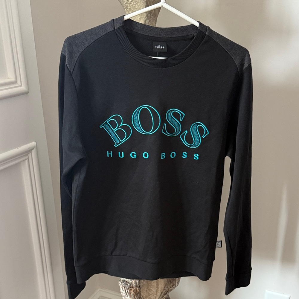 Hugo Boss Black Crewneck with Teal Logo